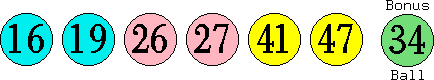16 19 26 27 41 47 (34)