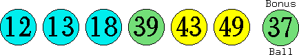 12 13 18 39 43 49 (37)