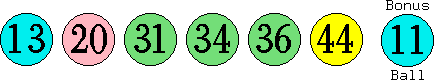 13 20 31 34 36 44 (11)