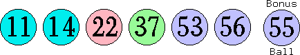11 14 22 37 53 56 (55)