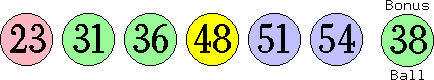 23 31 36 48 51 54 (38)