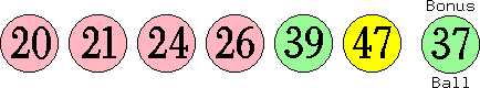 20 21 24 26 39 47 (37)