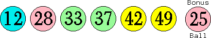 12 28 33 37 42 49 (25)