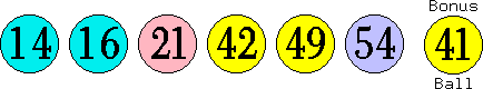 14 16 21 42 49 54 (41)