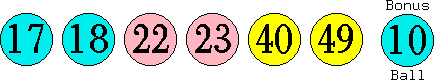 17 18 22 23 40 49 (10)